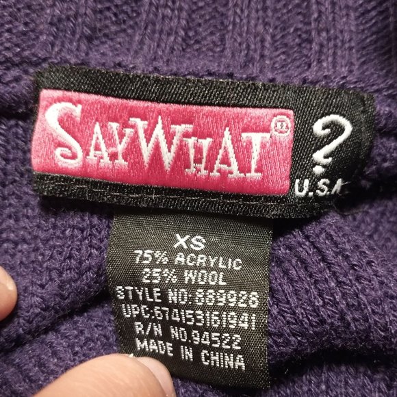 Say What? Cowl Neck Purple Short-Sleeved Sweater - Picture 5 of 6